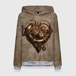 Толстовка-худи женская Стимпанк сердце, цвет: 3D-меланж