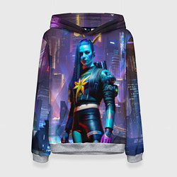 Женская толстовка Cyberpunk - brave girl - neural network