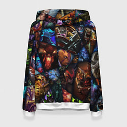 Толстовка-худи женская Мозаика персонажи Dota 2, цвет: 3D-белый