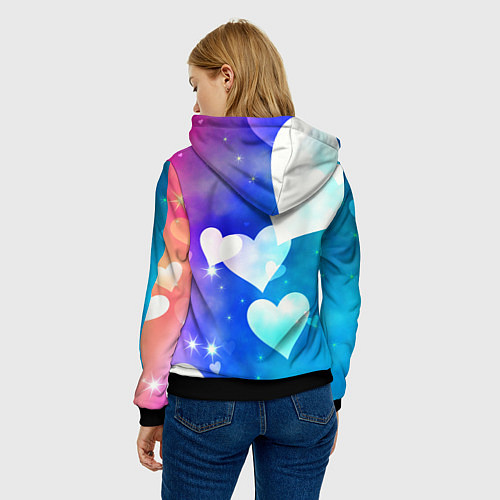 Женская толстовка Dreamy Hearts Multicolor / 3D-Черный – фото 4