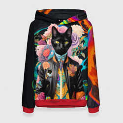 Женская толстовка Модный чёрный кот - нейросеть - мода