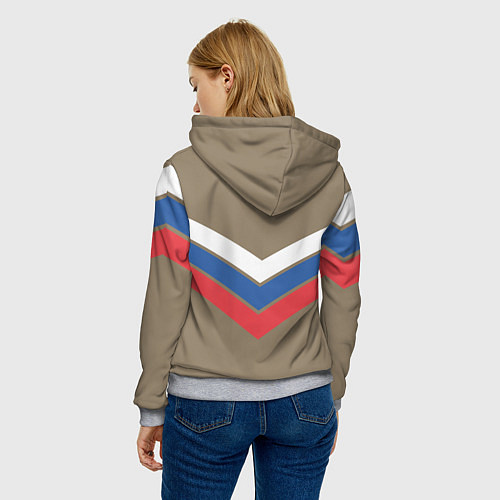 Женская толстовка Триколор - три полосы на песочном / 3D-Меланж – фото 4