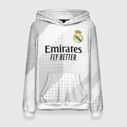 Толстовка-худи женская ФК Реал Мадрид, цвет: 3D-белый