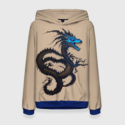 Толстовка-худи женская Irezumi - японский дракон, цвет: 3D-синий