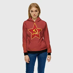 Толстовка-худи женская Советская звезда, цвет: 3D-черный — фото 2