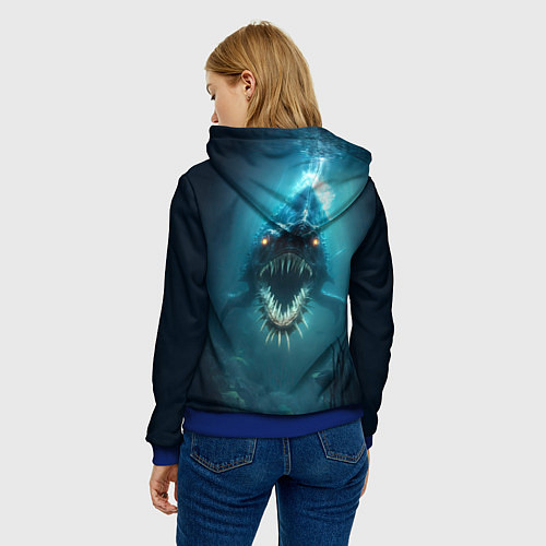 Женская толстовка Голодный мегалодон / 3D-Синий – фото 4