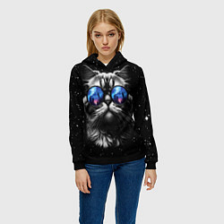 Толстовка-худи женская Кот видит млечный путь, цвет: 3D-черный — фото 2