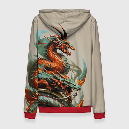 Женская толстовка Japan dragon - irezumi / 3D-Красный – фото 2