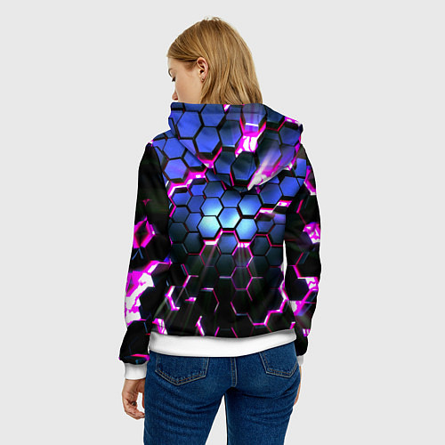 Женская толстовка Неоновые стильные соты / 3D-Белый – фото 4