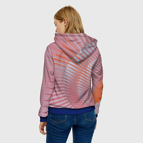 Женская толстовка Абстрактные розовые волнообразные линии / 3D-Синий – фото 4
