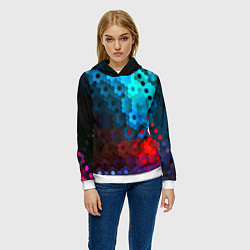 Толстовка-худи женская Битва размытых пикселей, цвет: 3D-белый — фото 2