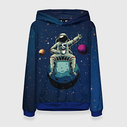 Толстовка-худи женская Космонавт с кружкой, цвет: 3D-синий