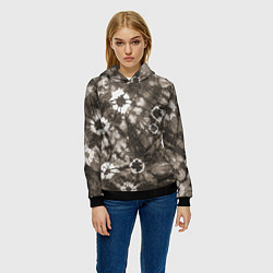 Толстовка-худи женская Коричневый тай-дай, цвет: 3D-черный — фото 2