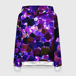 Толстовка-худи женская Разноцветные воздушные кубики, цвет: 3D-белый