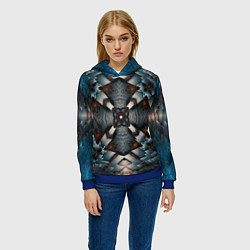 Толстовка-худи женская Металлическая техноброня, цвет: 3D-синий — фото 2
