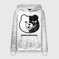 Толстовка-худи женская Danganronpa с потертостями на светлом фоне, цвет: 3D-белый