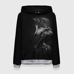 Толстовка-худи женская Волк и ворон, цвет: 3D-меланж