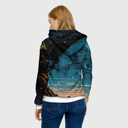 Женская толстовка Тигр космонавт на далекой планете / 3D-Белый – фото 4