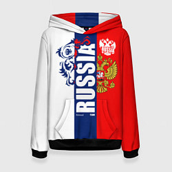 Женская толстовка Russia national team: white blue red