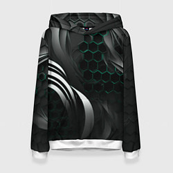 Женская толстовка Объемные бирюзовые плиты и черные линии