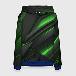 Женская толстовка Черно-зеленые объемные полосы