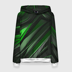 Толстовка-худи женская Green black abstract, цвет: 3D-белый