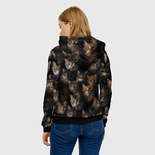 Женская толстовка Паттерн из котов / 3D-Черный – фото 4