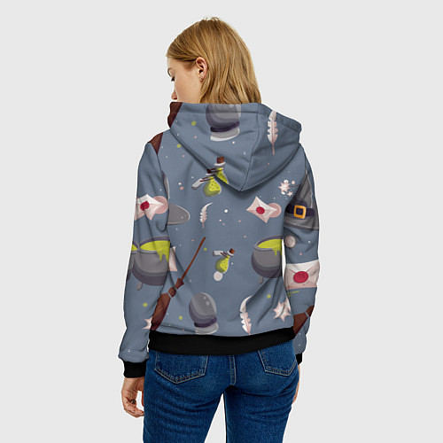 Женская толстовка Паттерн с магическими принадлежностями / 3D-Черный – фото 4