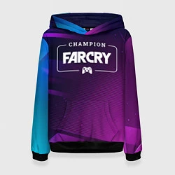 Толстовка-худи женская Far Cry gaming champion: рамка с лого и джойстиком, цвет: 3D-черный