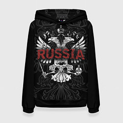 Женская толстовка Герб России с надписью Russia
