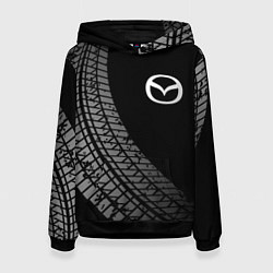 Толстовка-худи женская Mazda tire tracks, цвет: 3D-черный