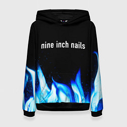 Толстовка-худи женская Nine Inch Nails blue fire, цвет: 3D-черный