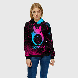 Толстовка-худи женская Totoro - neon gradient, цвет: 3D-черный — фото 2