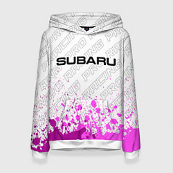 Толстовка-худи женская Subaru pro racing: символ сверху, цвет: 3D-белый
