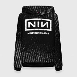 Женская толстовка Nine Inch Nails с потертостями на темном фоне