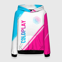 Толстовка-худи женская Coldplay neon gradient style: надпись, символ, цвет: 3D-черный