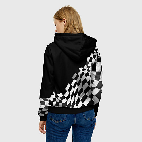 Женская толстовка Fiat racing flag / 3D-Черный – фото 4