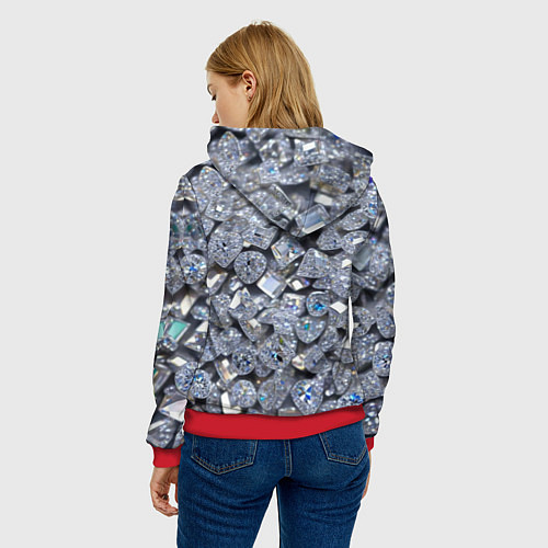 Женская толстовка Россыпь бриллиантов / 3D-Красный – фото 4