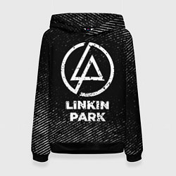 Толстовка-худи женская Linkin Park с потертостями на темном фоне, цвет: 3D-черный
