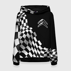 Толстовка-худи женская Citroen racing flag, цвет: 3D-черный