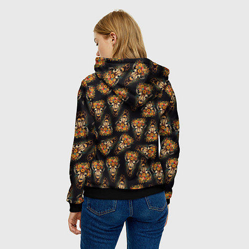 Женская толстовка Паттерн жираф с цветами: арт нейросети / 3D-Черный – фото 4