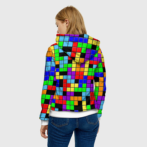 Женская толстовка Тетрис цветные блоки / 3D-Белый – фото 4