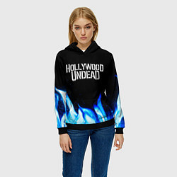 Толстовка-худи женская Hollywood Undead blue fire, цвет: 3D-черный — фото 2