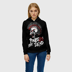 Толстовка-худи женская Punks not dead - анархия, цвет: 3D-черный — фото 2