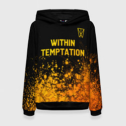 Толстовка-худи женская Within Temptation - gold gradient: символ сверху, цвет: 3D-черный