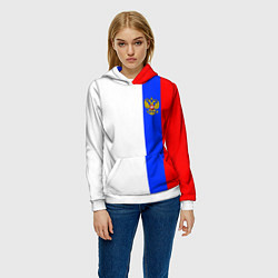 Толстовка-худи женская Цвета России - герб, цвет: 3D-белый — фото 2