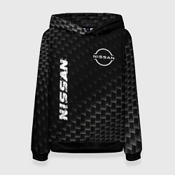 Толстовка-худи женская Nissan карбоновый фон, цвет: 3D-черный