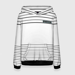 Женская толстовка Черно белый полосатый узор с лейблом спортклуб