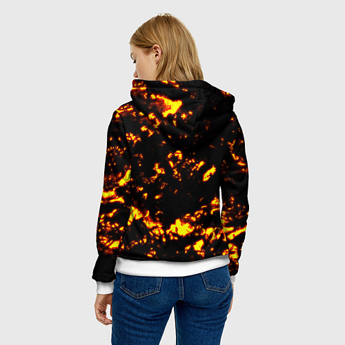 Женская толстовка Chicken Gun на фоне огня / 3D-Белый – фото 4