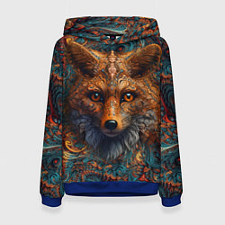 Женская толстовка Морда лисы на фрактальных узорах